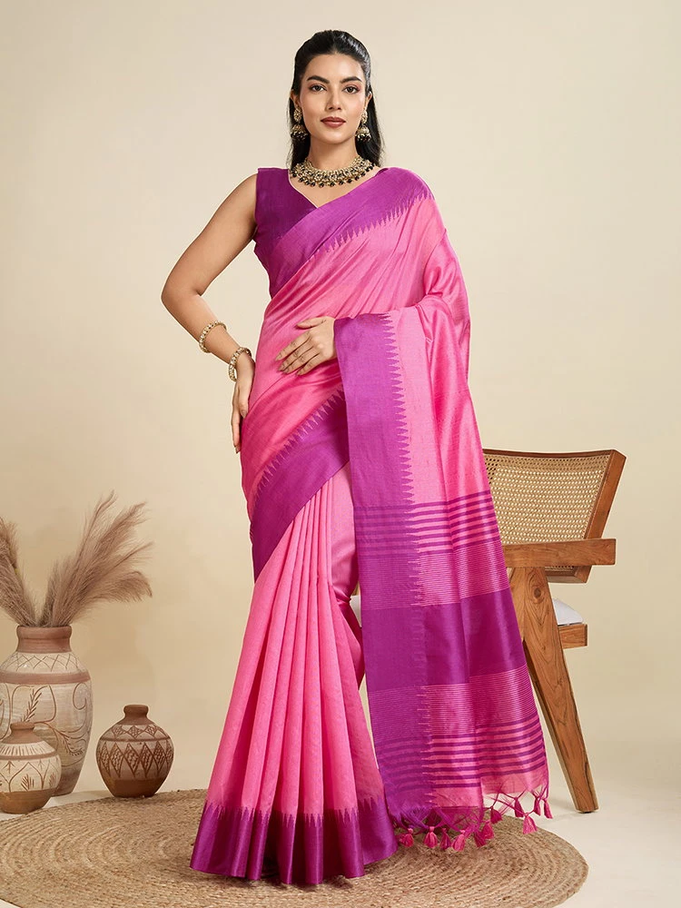 Jf 2584 Raw Silk Temple Woven Border Saree Collection 7