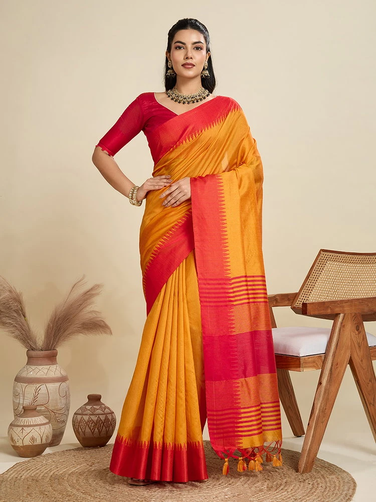 Jf 2584 Raw Silk Temple Woven Border Saree Collection 9