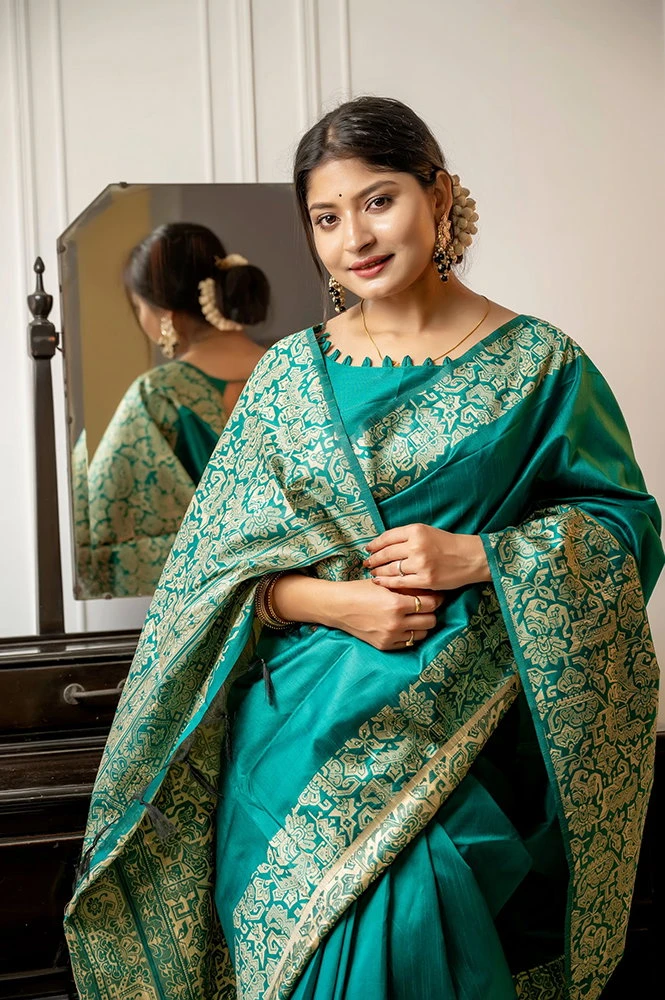 Jf 2596 Handloom Raw Silk Woven Designer Saree With Blouse Collection 14
