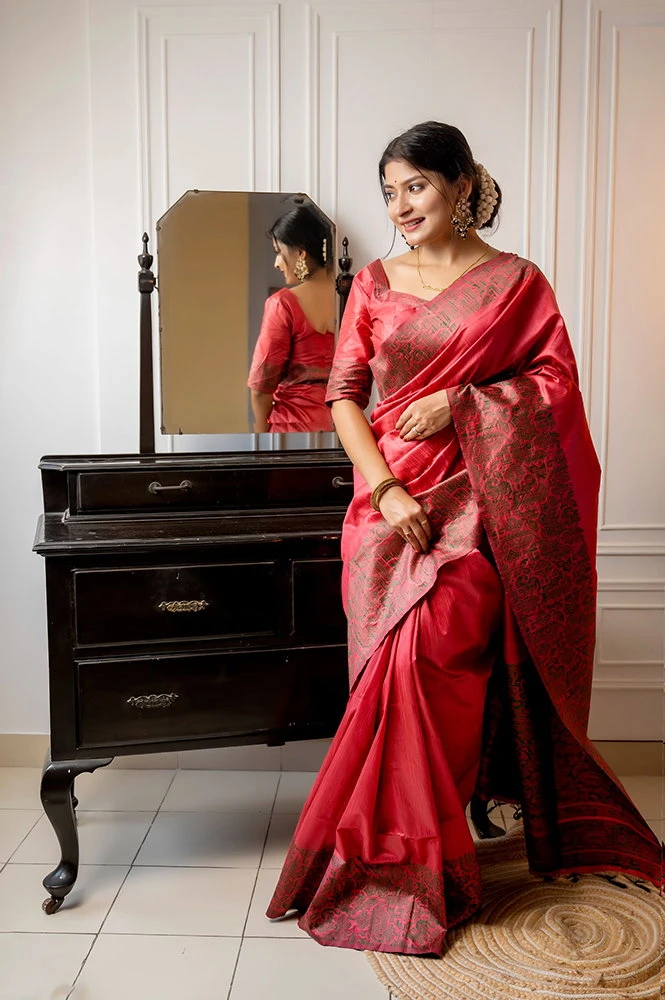 Jf 2596 Handloom Raw Silk Woven Designer Saree With Blouse Collection 21