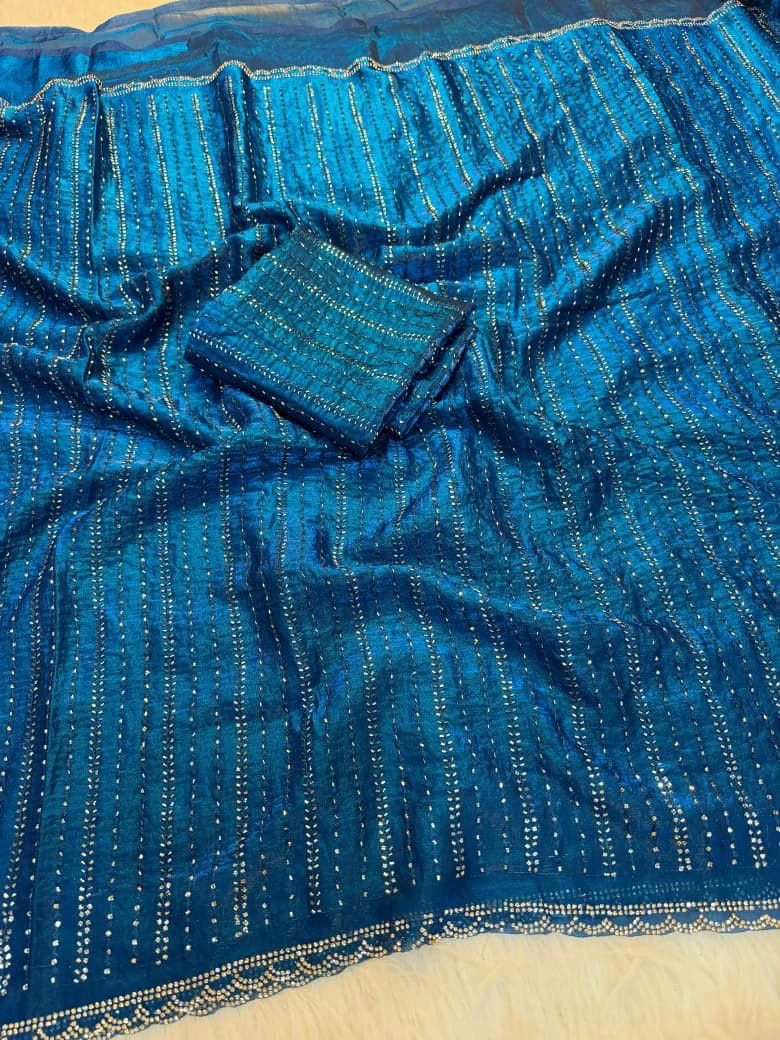 Jivisha Ah Fendy Satin Saroski Worked Saree Collection 7