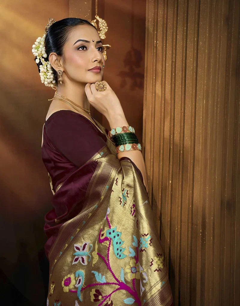 Jp 5 Banarasi Tussar Silk Paithani Saree Collection