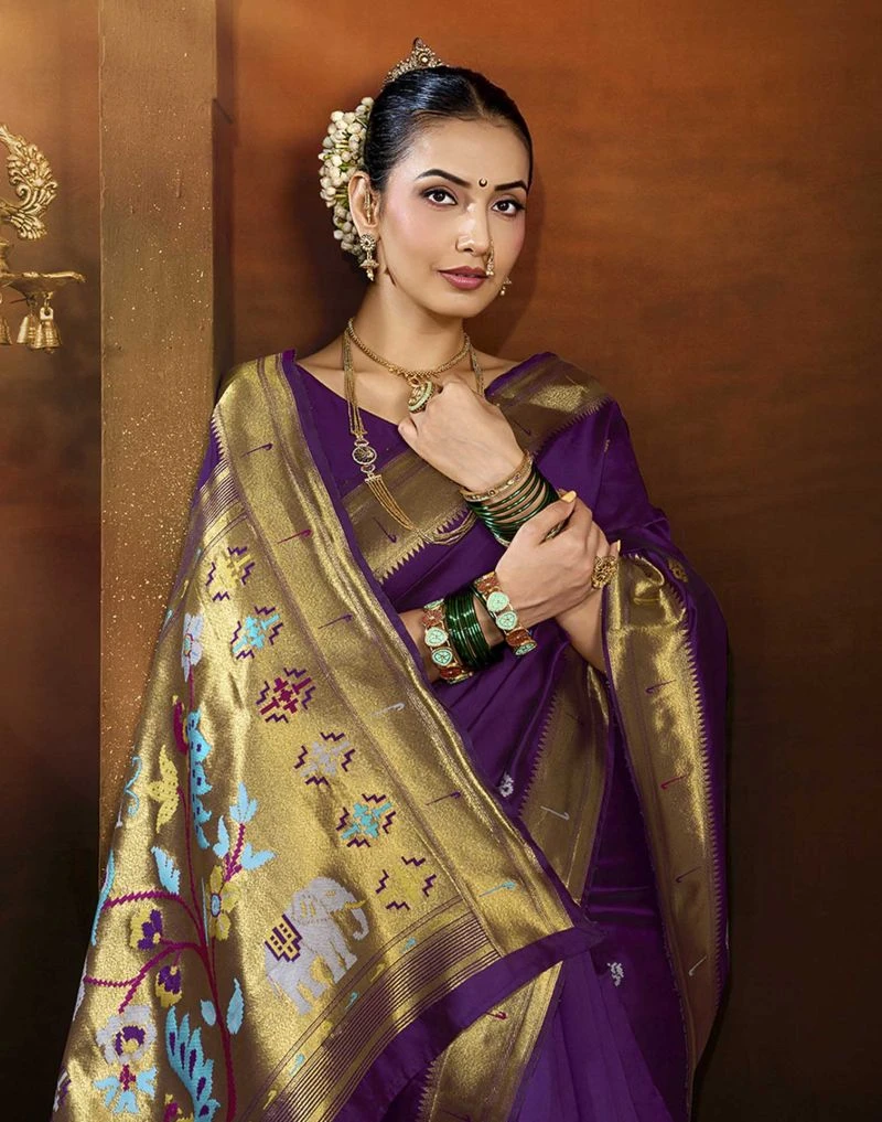 Jp 5 Banarasi Tussar Silk Paithani Saree Collection 8