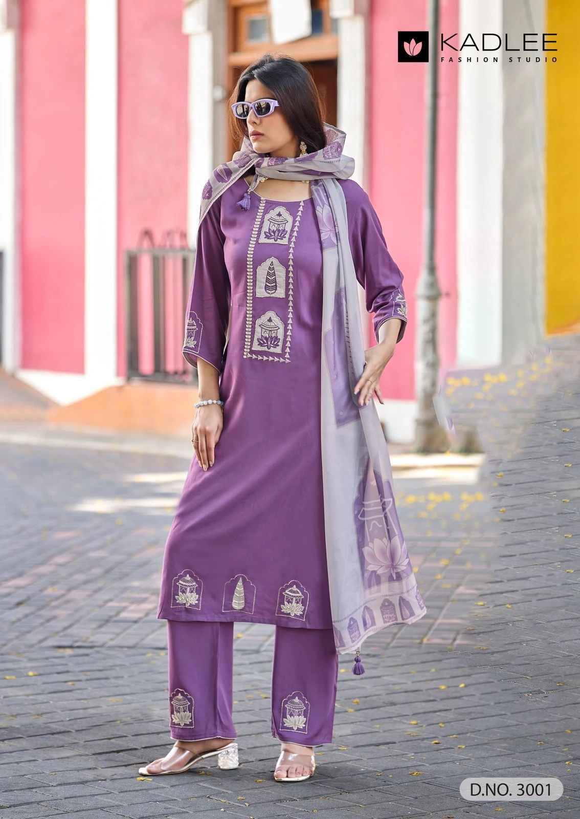 kadlee Gulmohar Rayon Handwork Kurti with organza print dupatta collection 2