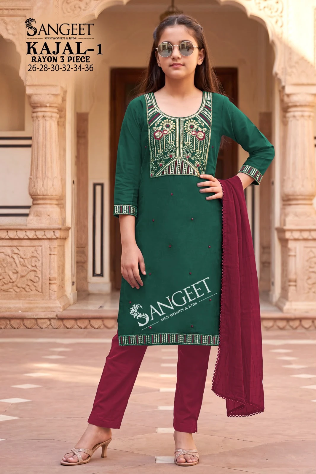 Kajal Rayon With Emroidery Work Kids Salwar Suit Collection 2