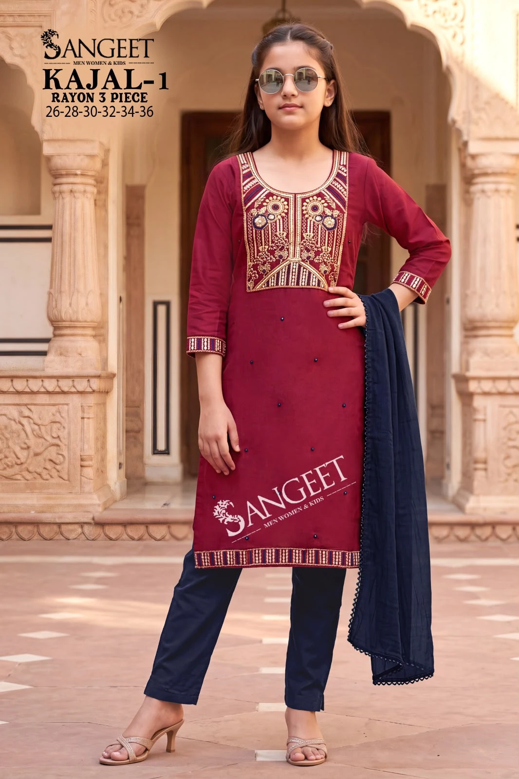 Kajal Rayon With Emroidery Work Kids Salwar Suit Collection 3