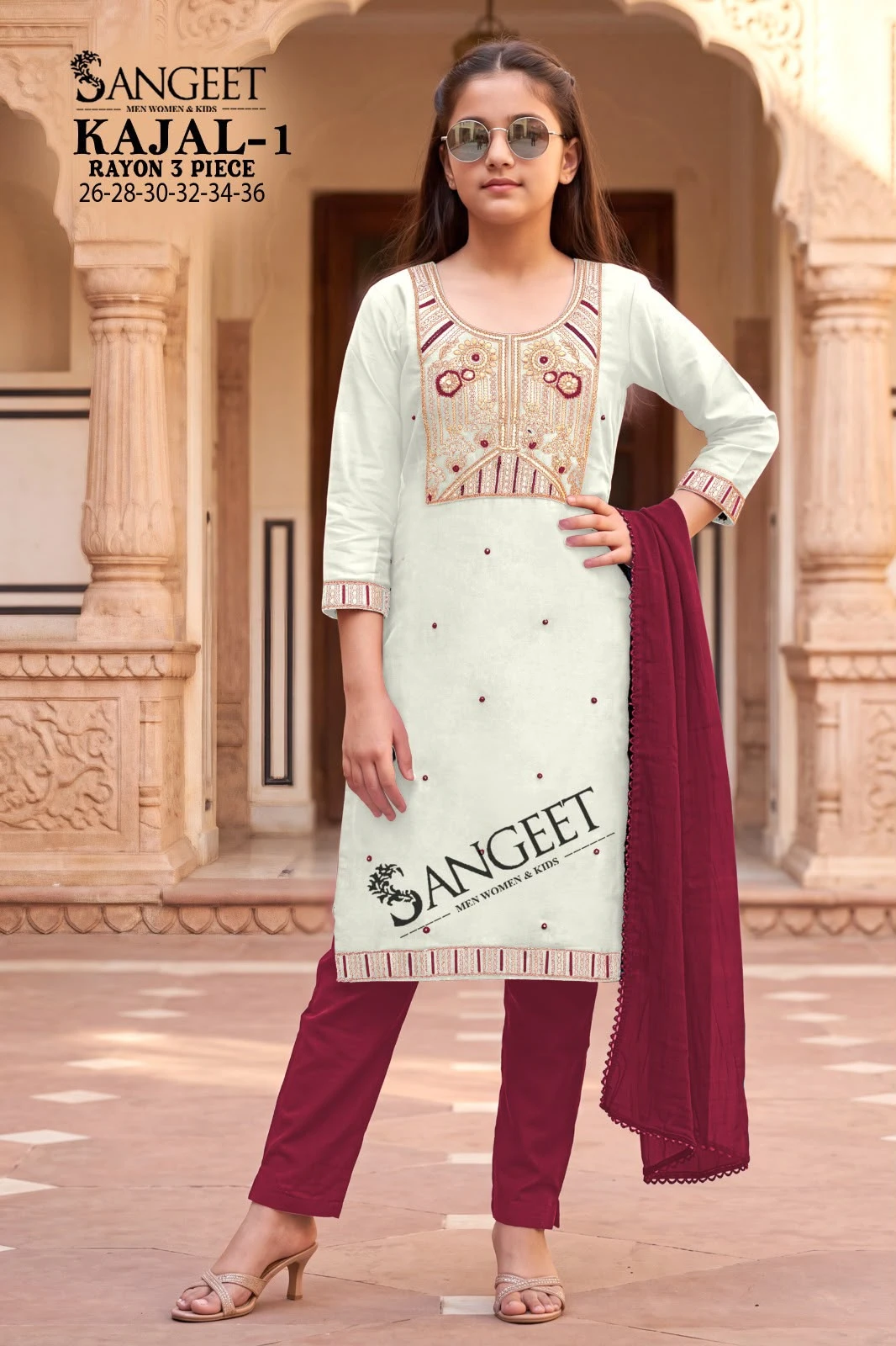 Kajal Rayon With Emroidery Work Kids Salwar Suit Collection 7
