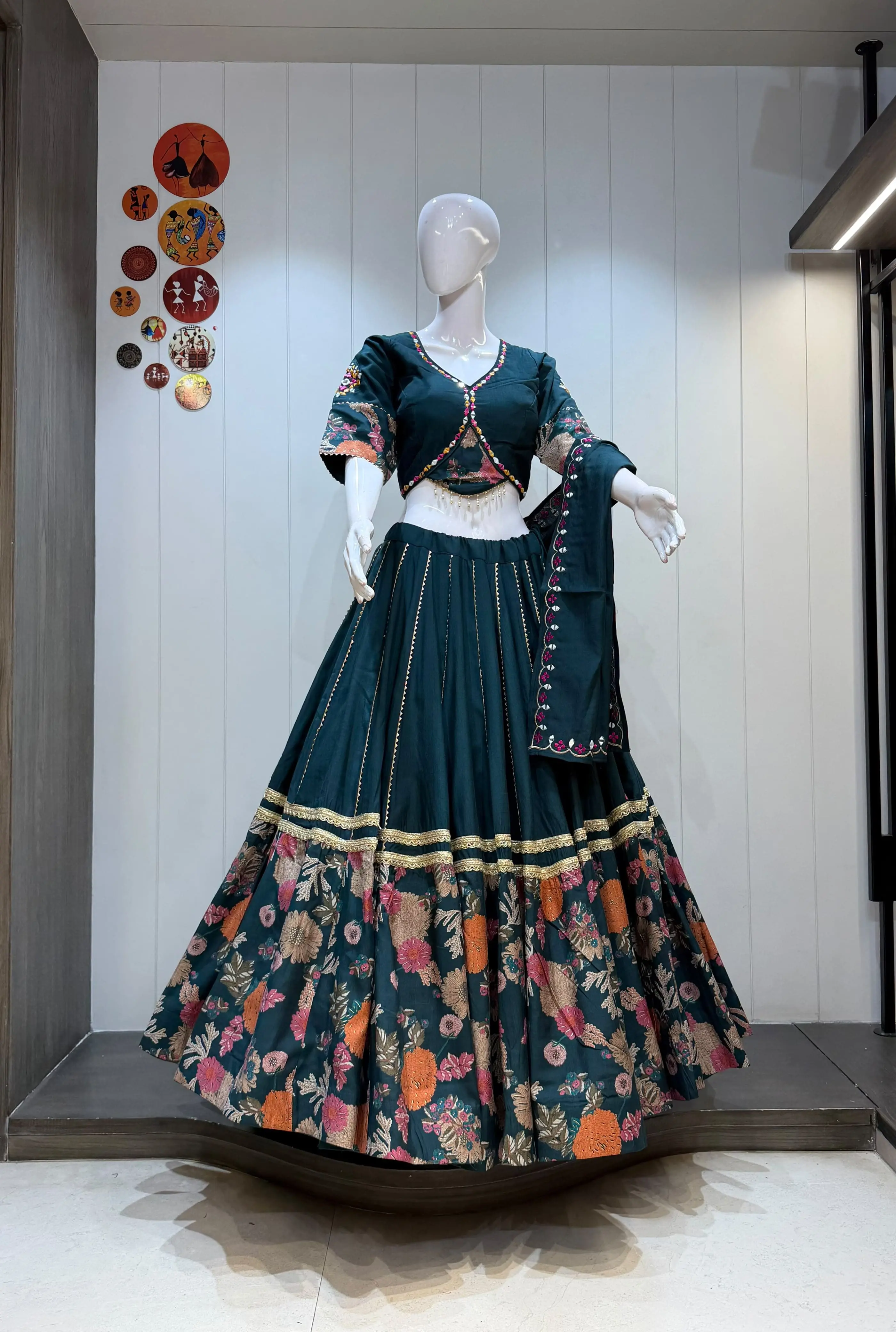 Karishma Vatican Cotton Lehenga Choli With Heavy Manual Mirror Work