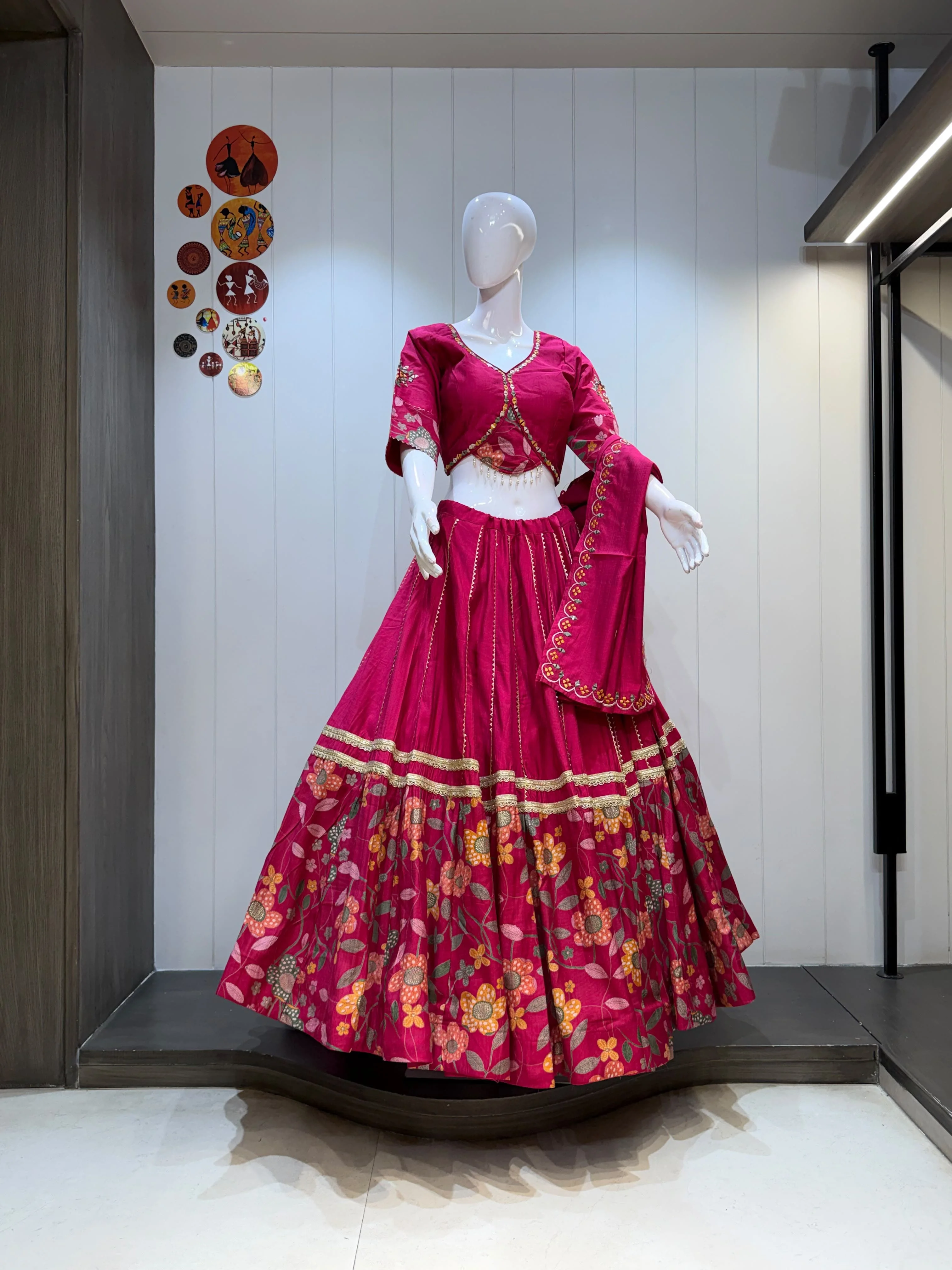 Karishma Vatican Cotton Lehenga Choli With Heavy Manual Mirror Work 2