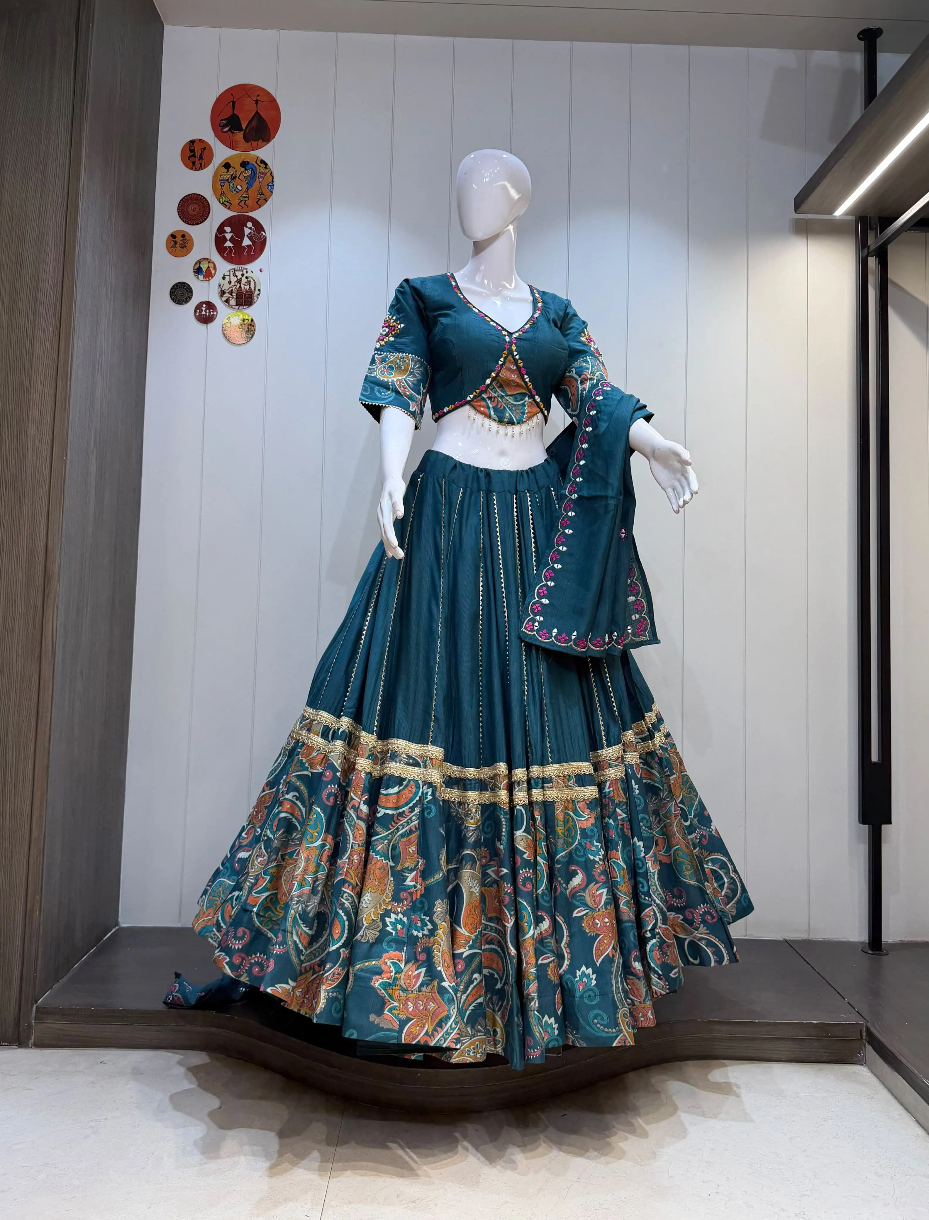 Karishma Vatican Cotton Lehenga Choli With Heavy Manual Mirror Work 3
