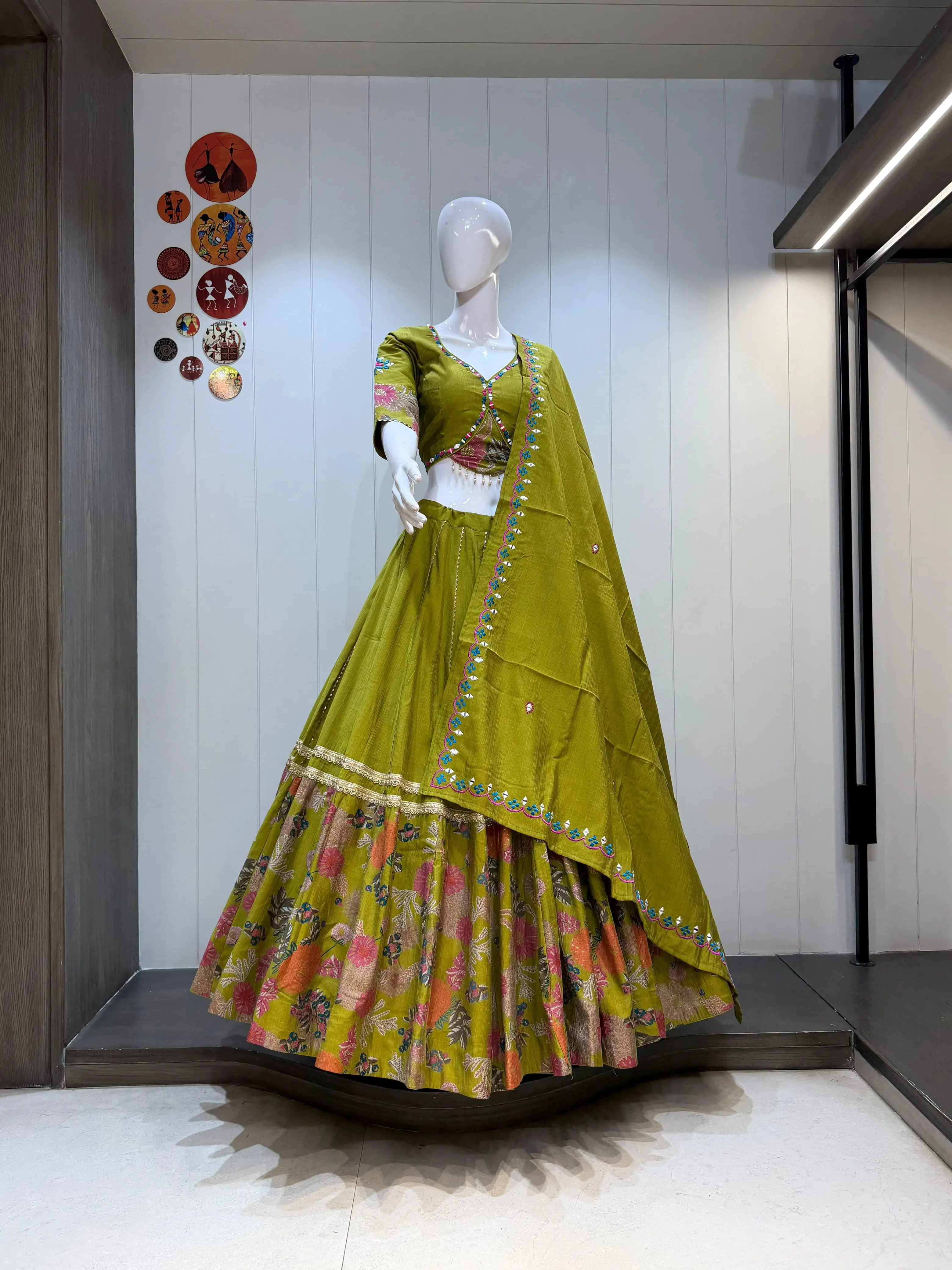 Karishma Vatican Cotton Lehenga Choli With Heavy Manual Mirror Work 4