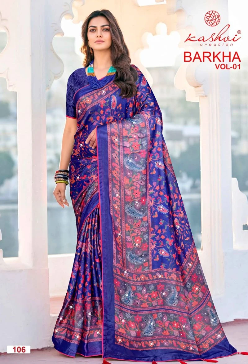 Kashvi Barkha Vol 1 Shine Silk With Glass Work Saree Collection 3