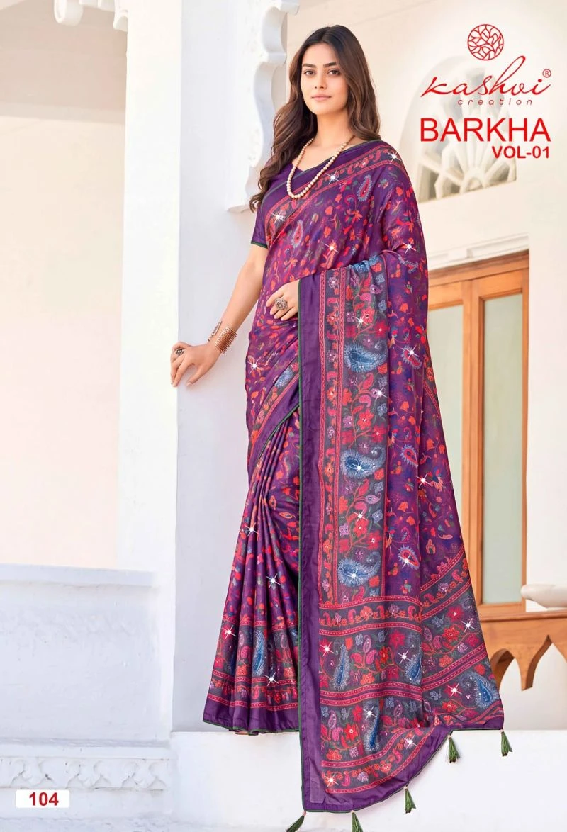 Kashvi Barkha Vol 1 Shine Silk With Glass Work Saree Collection 8