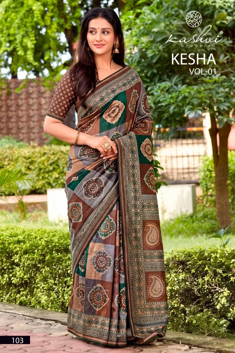 Kashvi Kesha Vol 1 Tesla Digital Printed Saree Collection 4