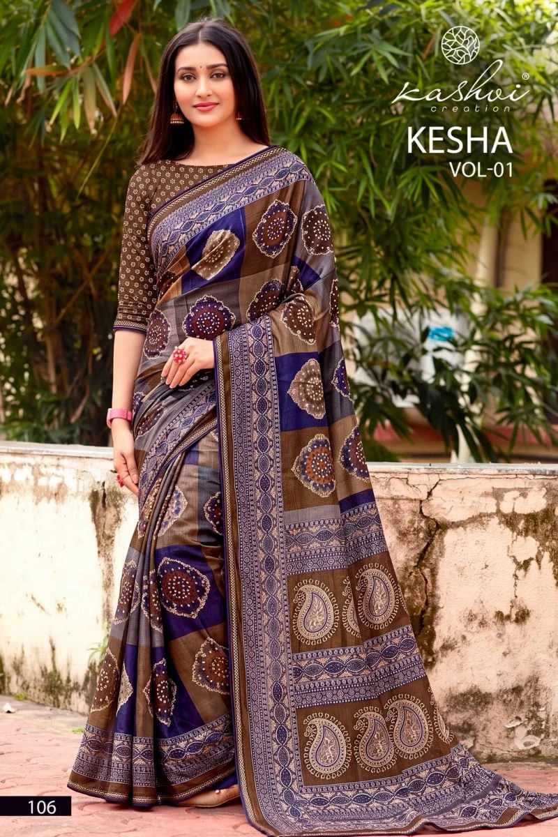 Kashvi Kesha Vol 1 Tesla Digital Printed Saree Collection 5