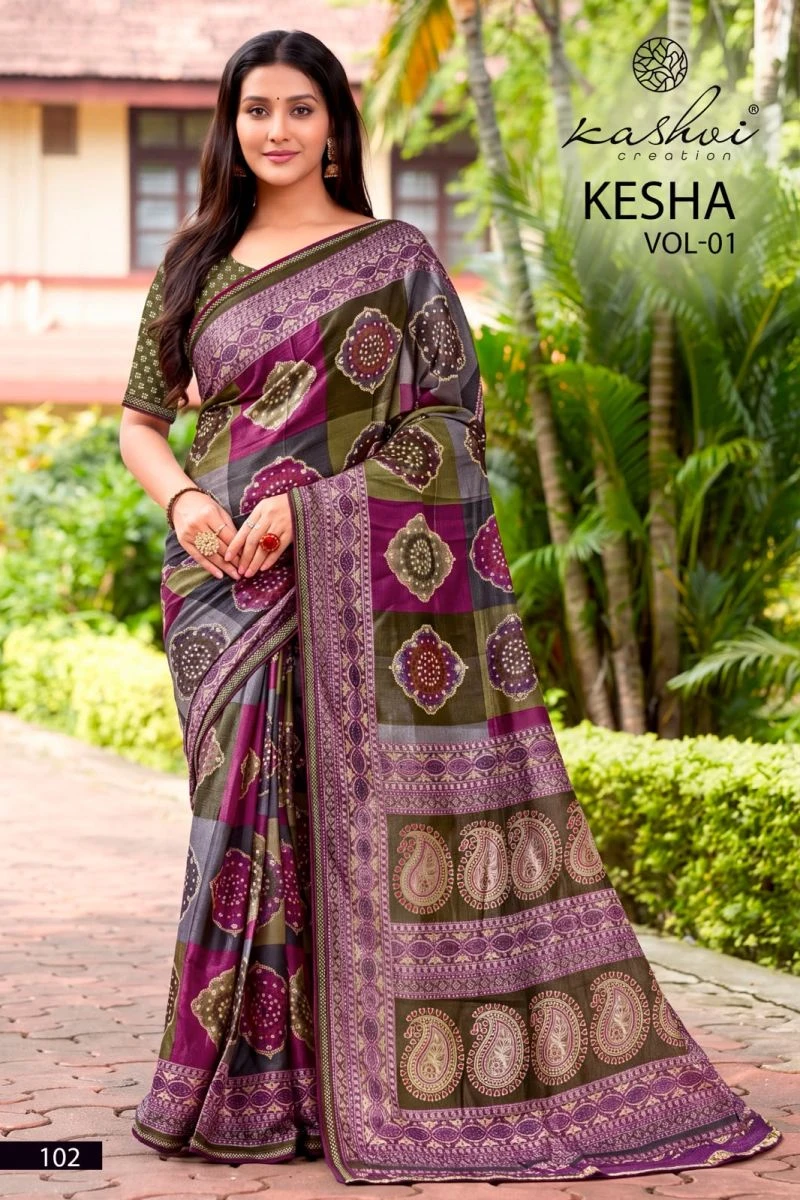 Kashvi Kesha Vol 1 Tesla Digital Printed Saree Collection 6