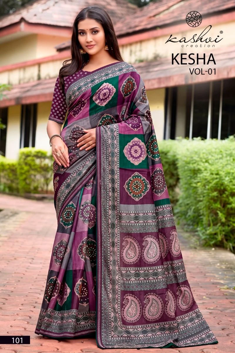 Kashvi Kesha Vol 1 Tesla Digital Printed Saree Collection 7