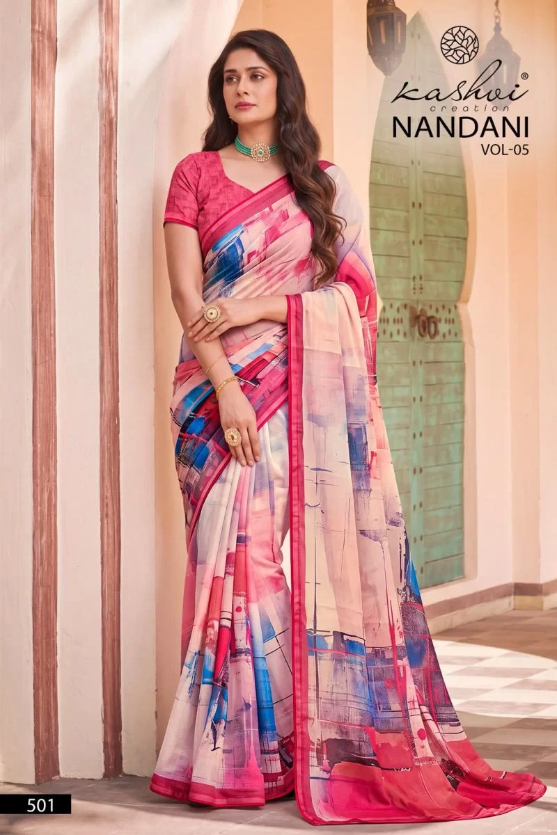 Kashvi Nandani Vol 5 Georgette Digital Print Saree Collection 4