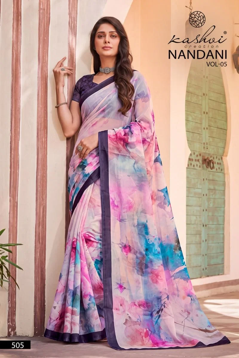 Kashvi Nandani Vol 5 Georgette Digital Print Saree Collection 9