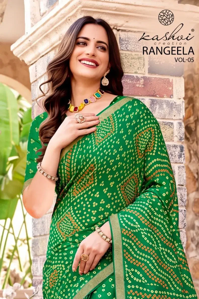 Kashvi Rangeela Vol 5 Dull Moss Printed Saree 1