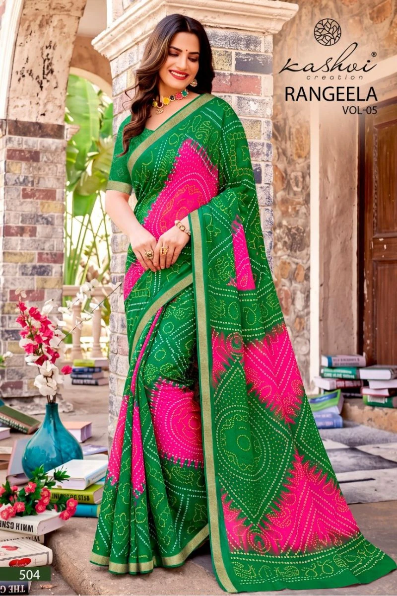Kashvi Rangeela Vol 5 Dull Moss Printed Saree 3