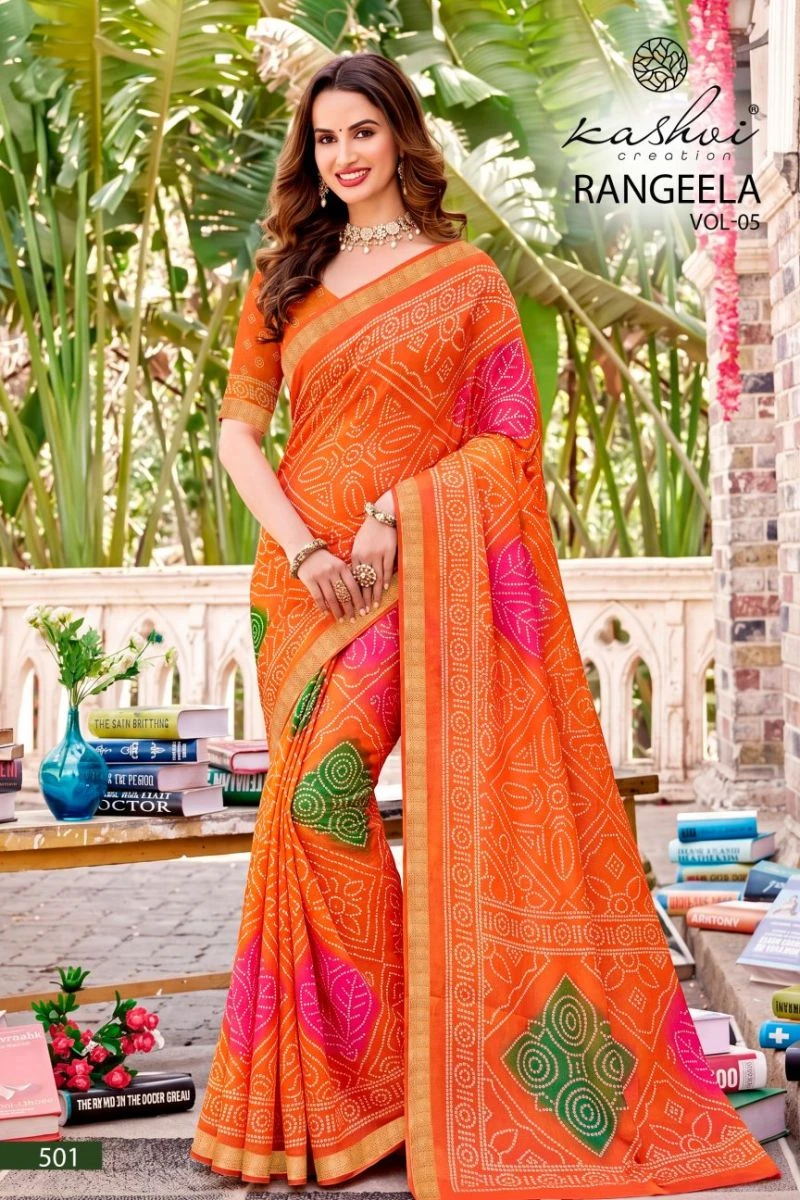 Kashvi Rangeela Vol 5 Dull Moss Printed Saree 5