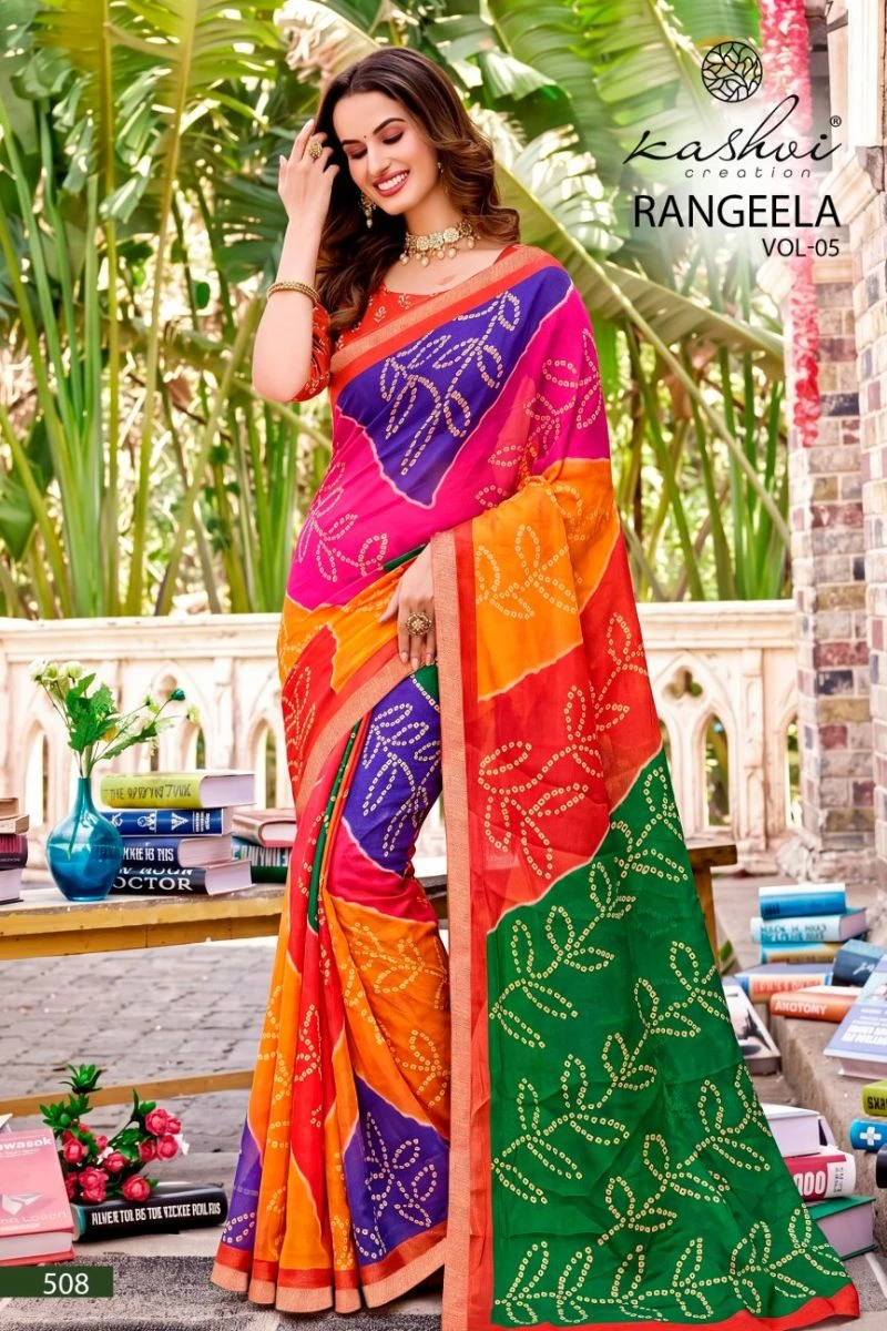 Kashvi Rangeela Vol 5 Dull Moss Printed Saree 7