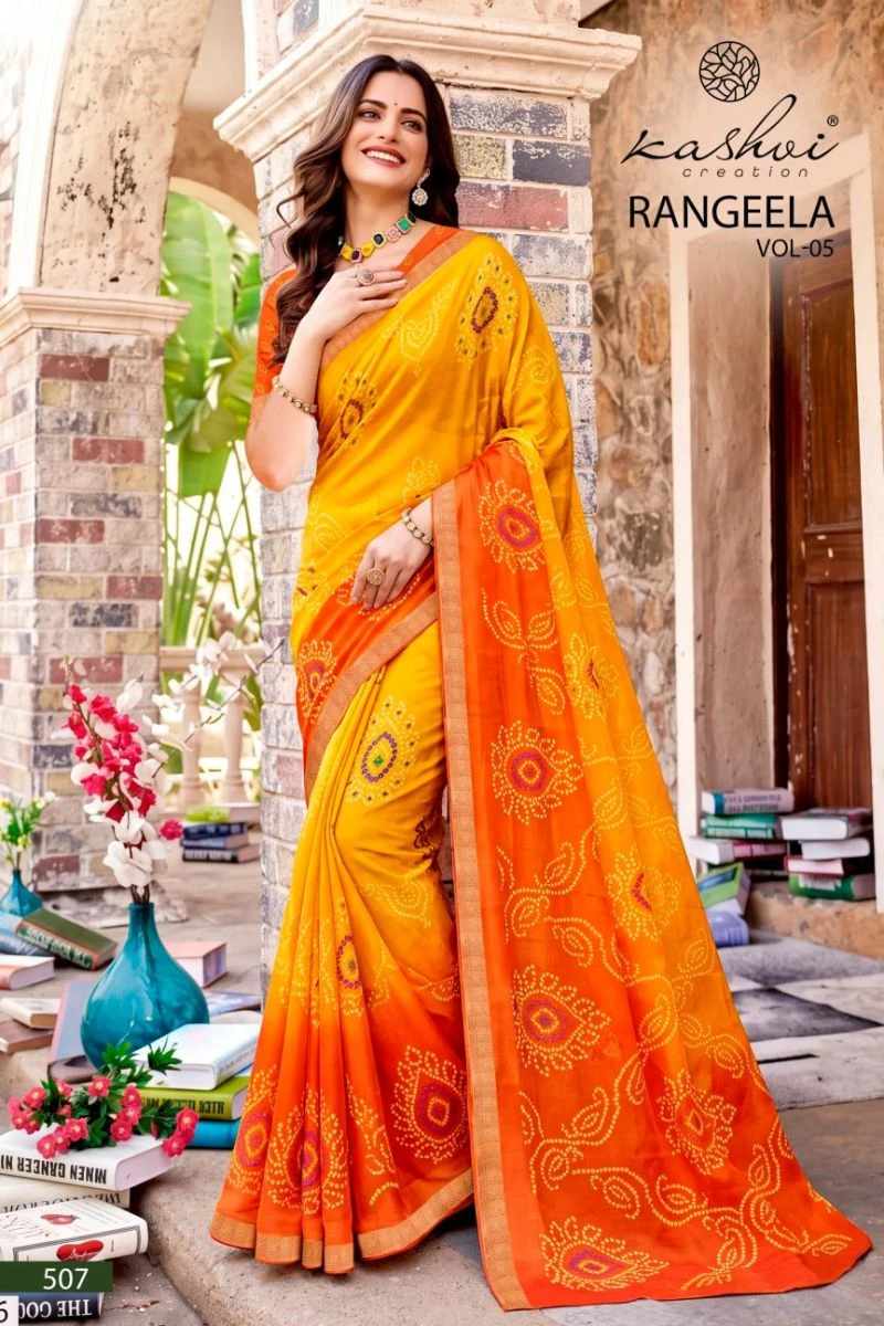 Kashvi Rangeela Vol 5 Dull Moss Printed Saree 9