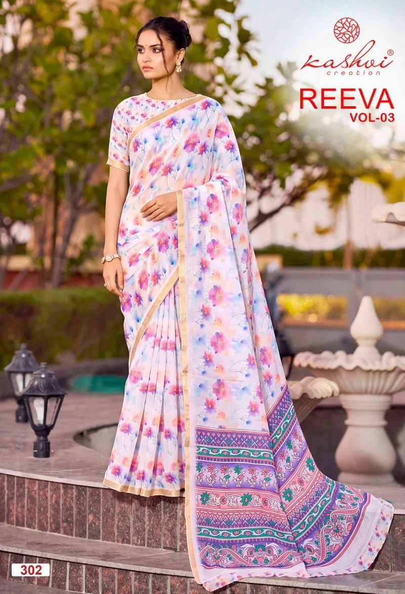 Kashvi Reeva Vol 3 Dull Moss Printed Saree Collection 2