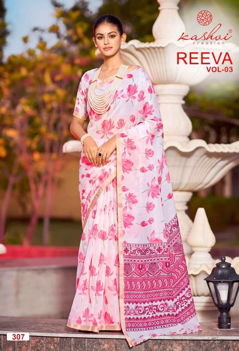 Kashvi Reeva Vol 3 Dull Moss Printed Saree Collection 3