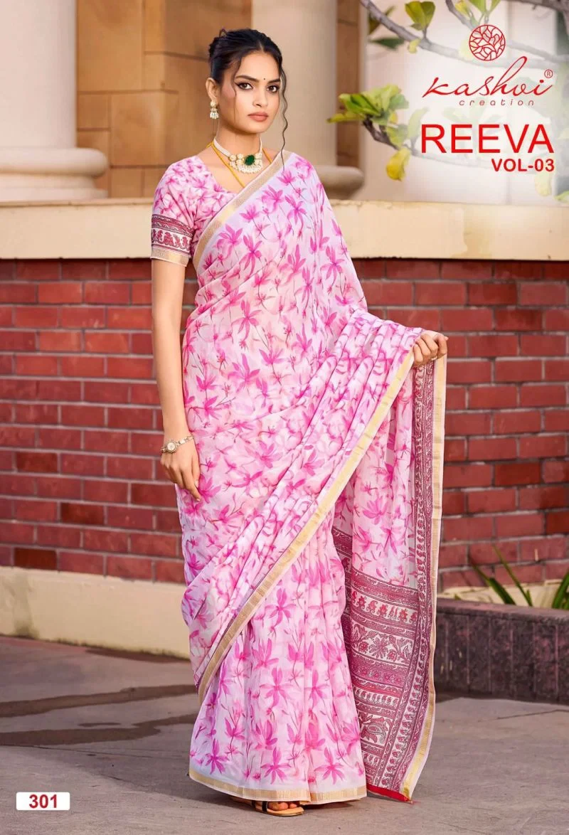 Kashvi Reeva Vol 3 Dull Moss Printed Saree Collection 4
