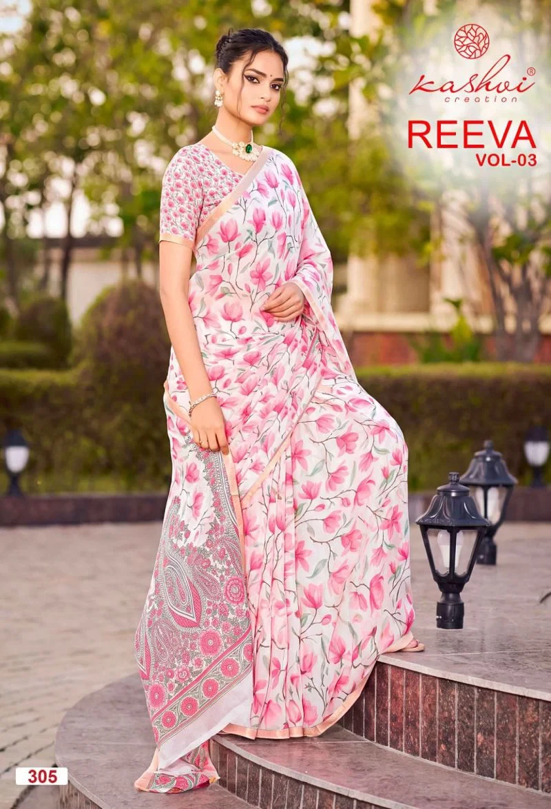Kashvi Reeva Vol 3 Dull Moss Printed Saree Collection 5