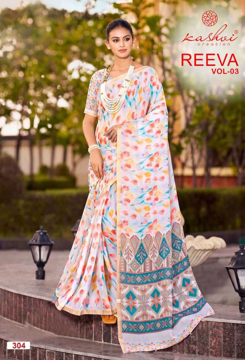 Kashvi Reeva Vol 3 Dull Moss Printed Saree Collection 6