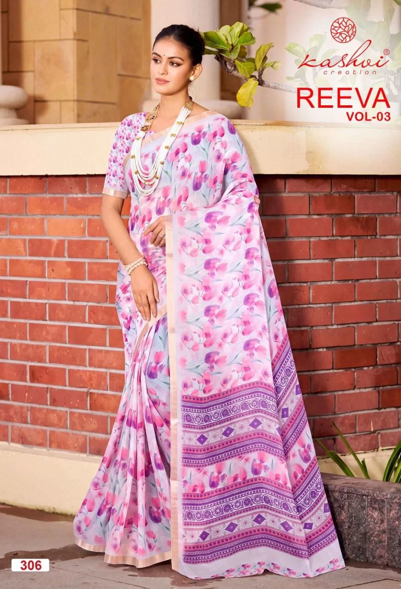 Kashvi Reeva Vol 3 Dull Moss Printed Saree Collection 7
