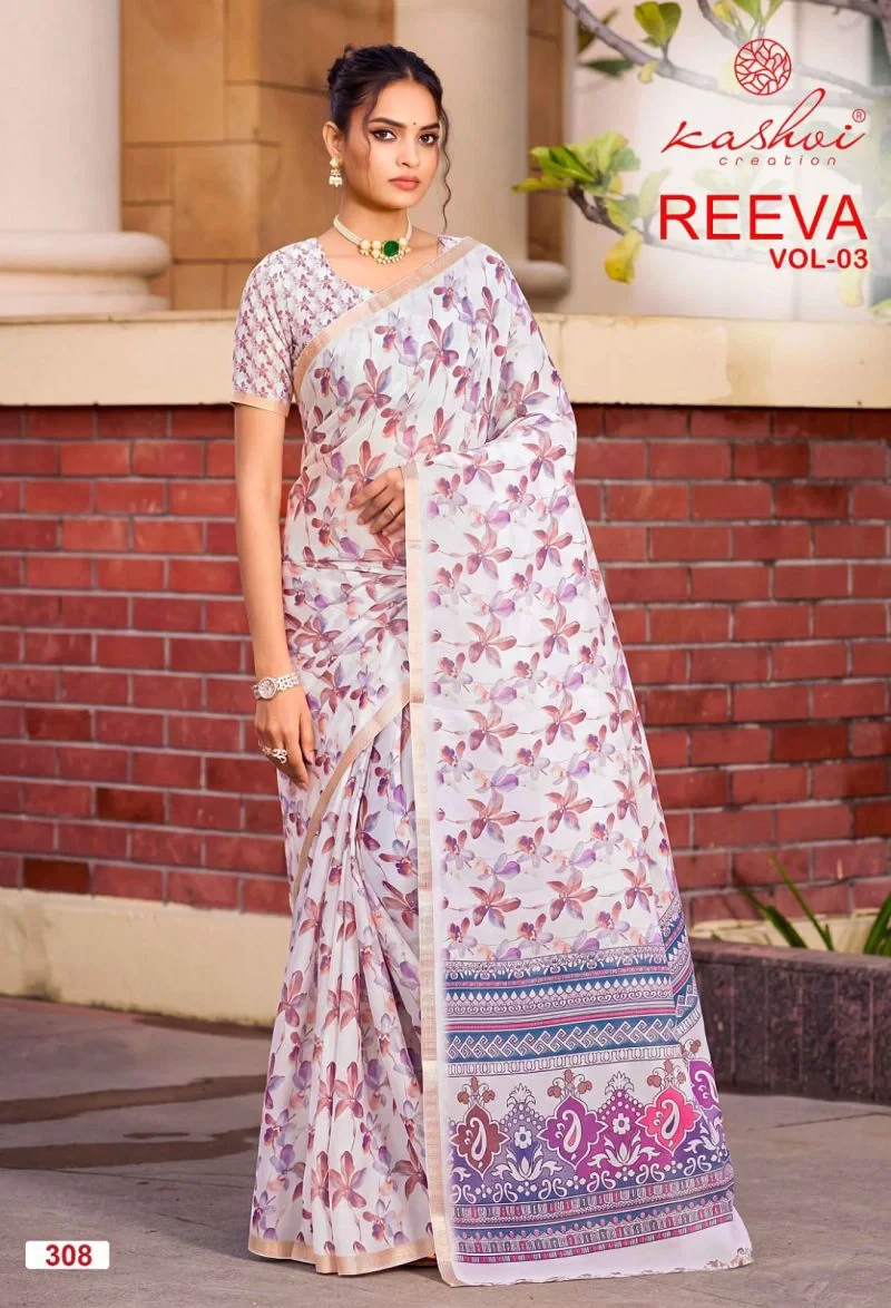 Kashvi Reeva Vol 3 Dull Moss Printed Saree Collection 8