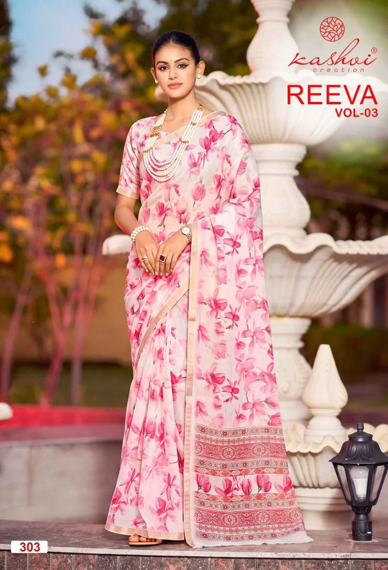 Kashvi Reeva Vol 3 Dull Moss Printed Saree Collection 9