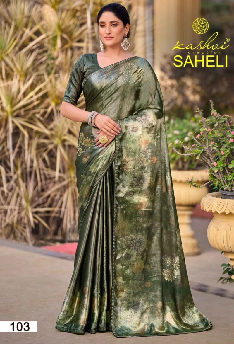 Kashvi Saheli Vol 1 Shine Silk Digital Print With Jharkan Work Saree Collection 2