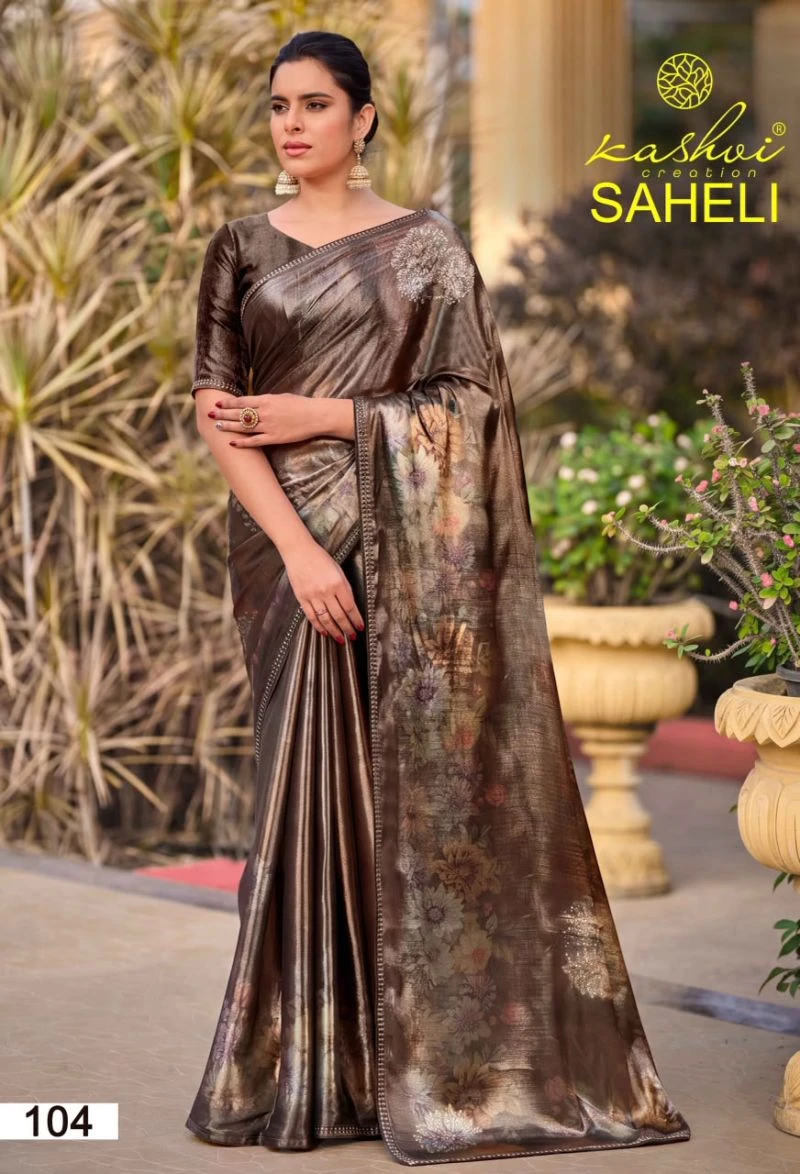 Kashvi Saheli Vol 1 Shine Silk Digital Print With Jharkan Work Saree Collection 6