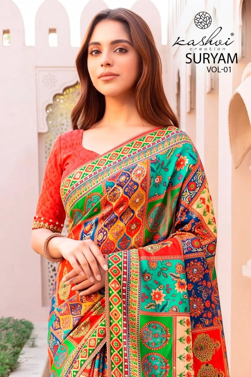 Kashvi Suryam Vol 1 Chinon Digital Print Saree Collection