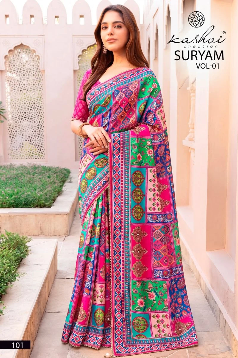 Kashvi Suryam Vol 1 Chinon Digital Print Saree Collection 2