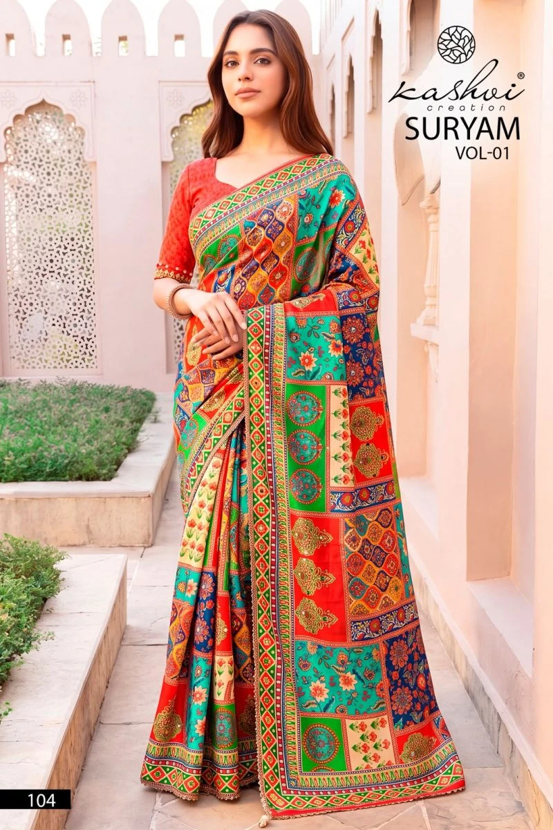 Kashvi Suryam Vol 1 Chinon Digital Print Saree Collection 5