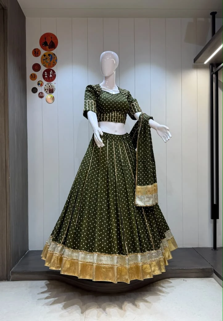 Kasuti Bandhni Pure Cambric Cotton Lehenga Choli With Heavy Lampi Border 2