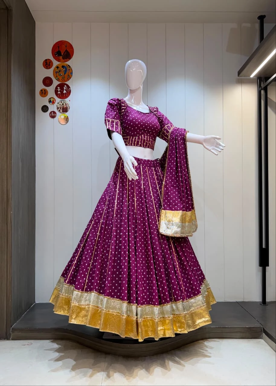 Kasuti Bandhni Pure Cambric Cotton Lehenga Choli With Heavy Lampi Border 3