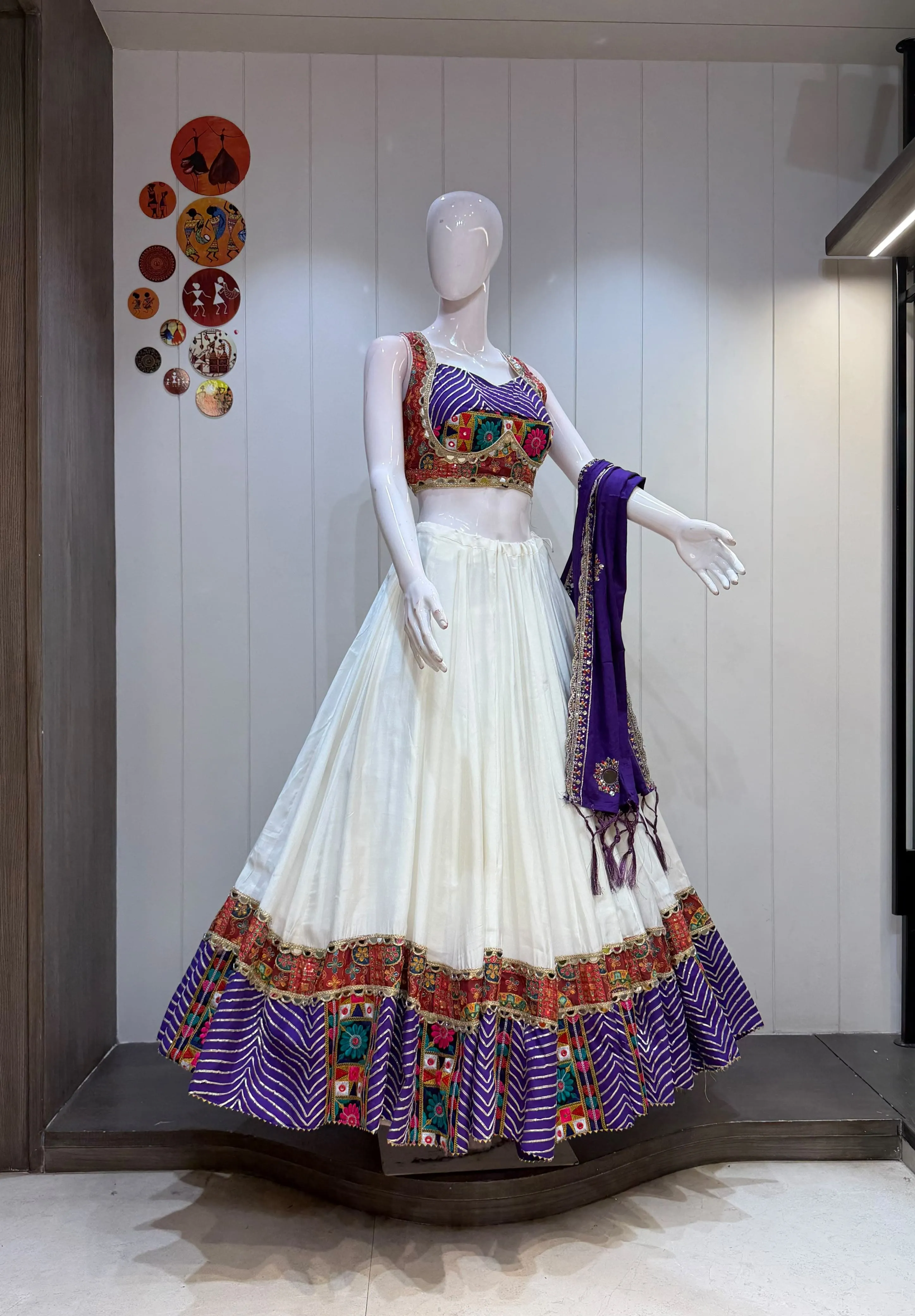 Katrina Roman Silk Cotton Lehenga Choli With Heavy Crape Silk Position Print Border