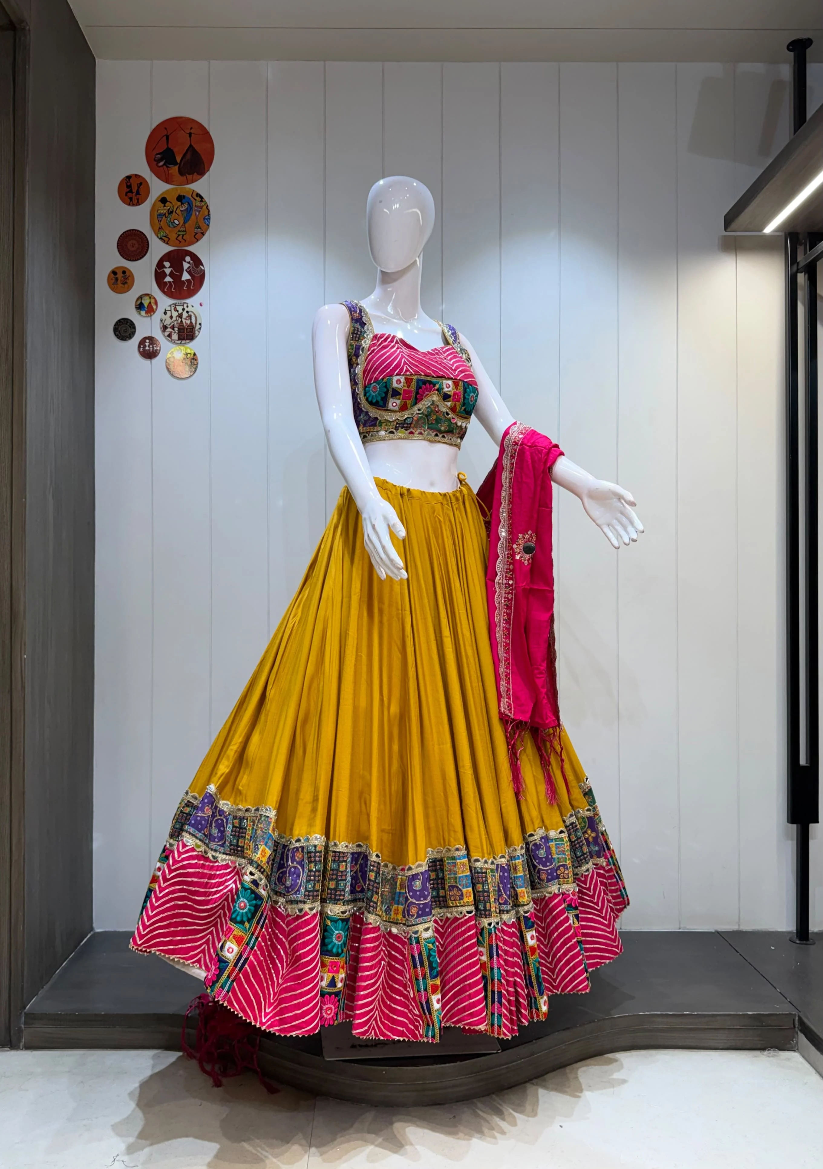 Katrina Roman Silk Cotton Lehenga Choli With Heavy Crape Silk Position Print Border 3