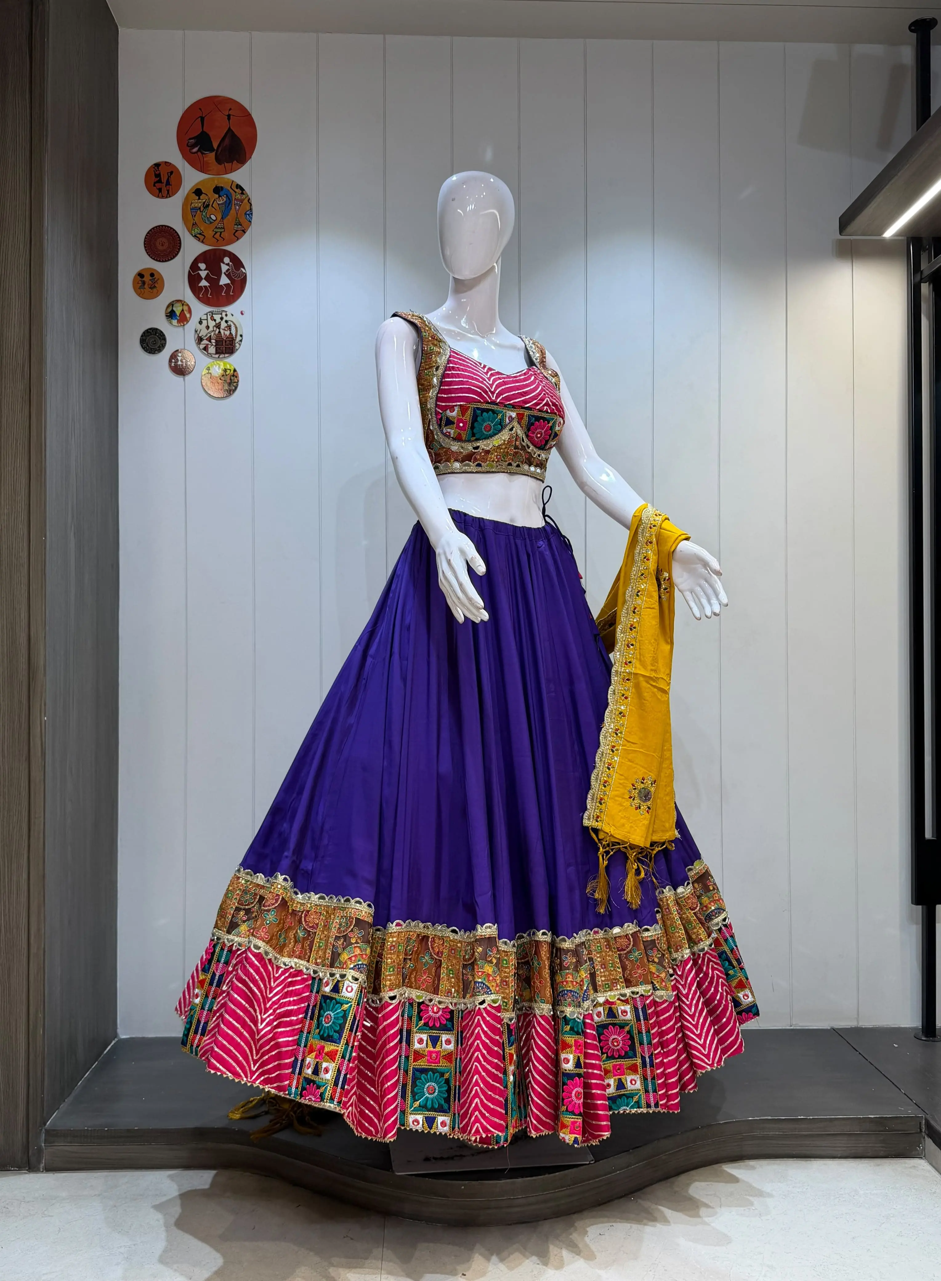 Katrina Roman Silk Cotton Lehenga Choli With Heavy Crape Silk Position Print Border 4