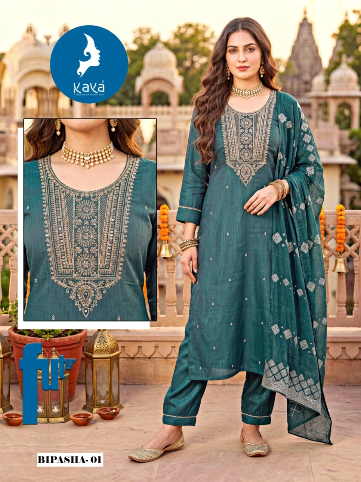 Kaya Bipasha Straight Cut Viscose Silk Chanderi Jacquard Dupatta Wholesale Collection 5