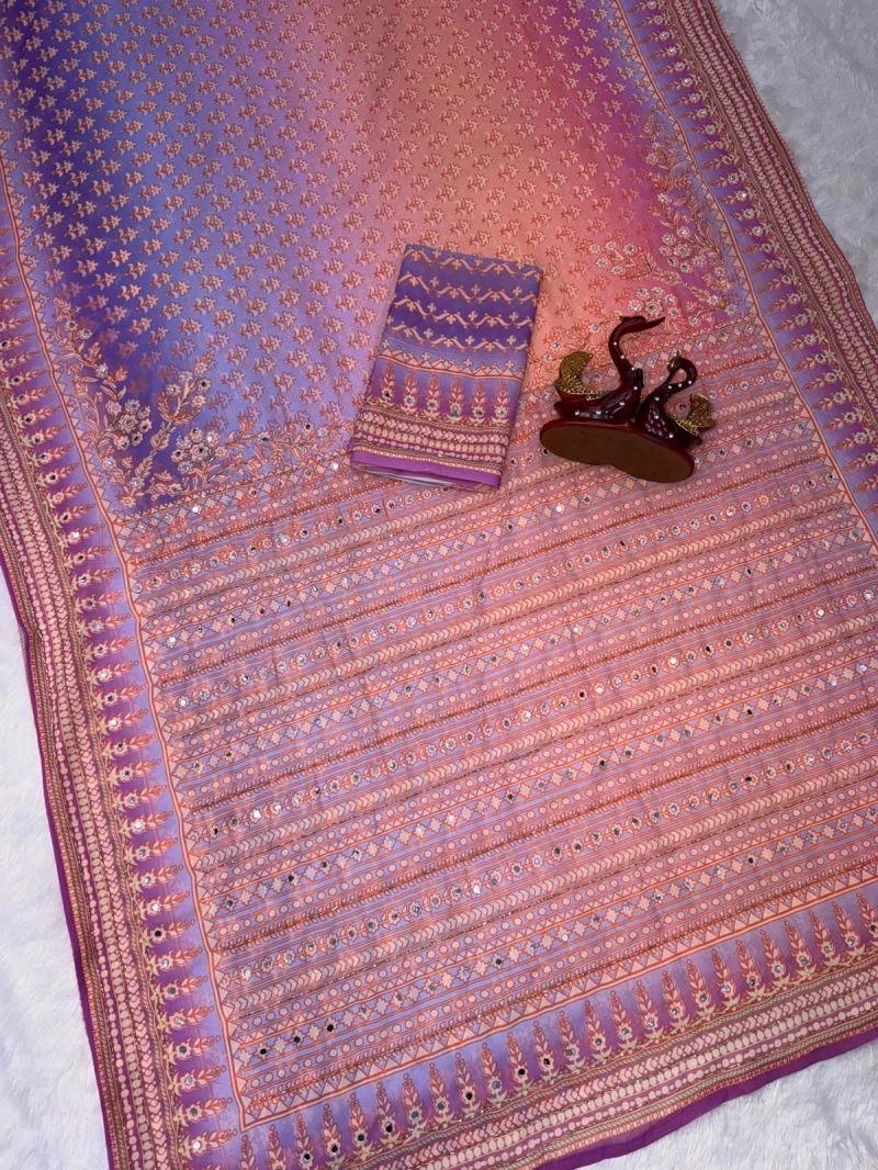 Kc 2160 Soft Faux Georgette Real Mirror Worked Premium Saree 3