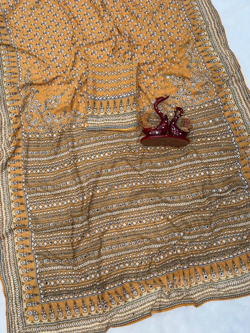 Kc 2160 Soft Faux Georgette Real Mirror Worked Premium Saree 6