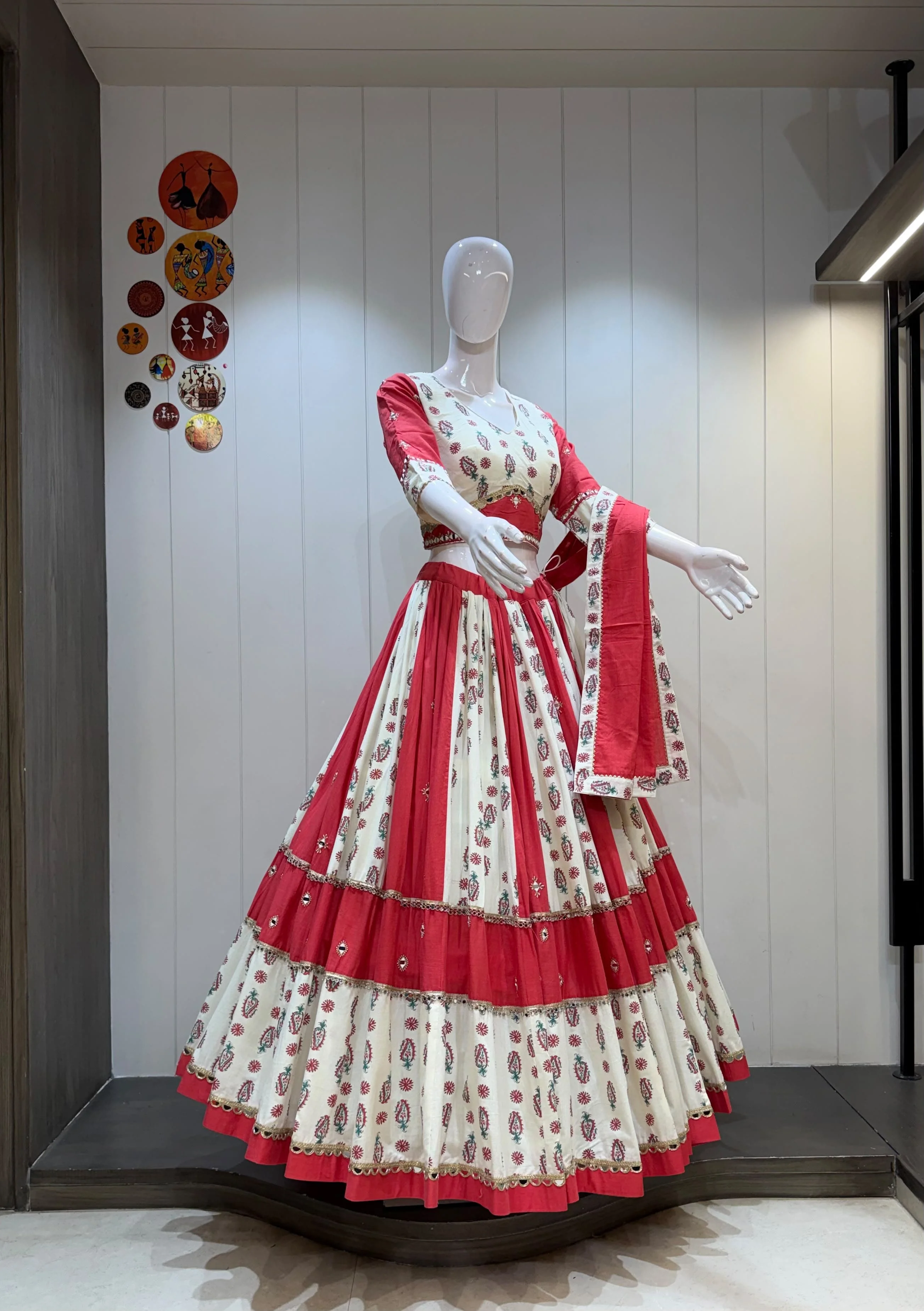 Kesar Mango Pure Cambric Cotton Lehenga Choli With Original Manual Mirror Work 4